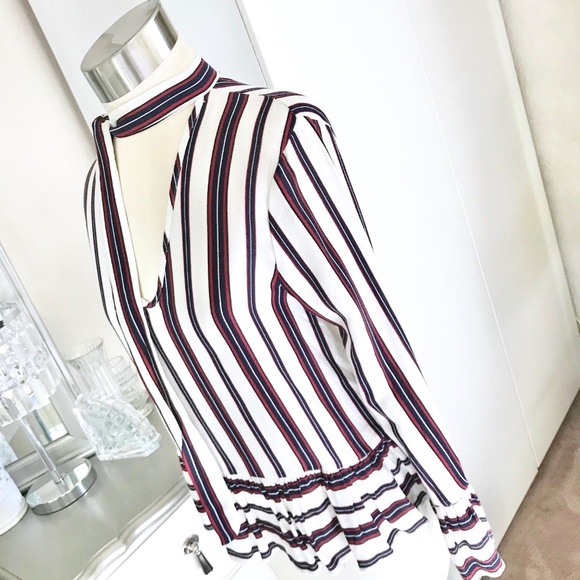 Boho Striped Top Blouse XS - Picture 3 of 6